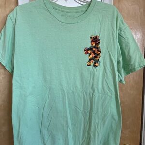 riot society Mint Green Tee with Floral Bear Patch